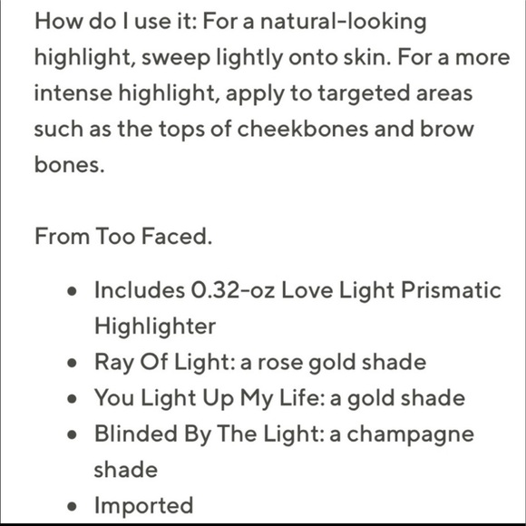 Too Faced Love Light Highlighter Makeup Gold Nwt - Picture 11 of 12
